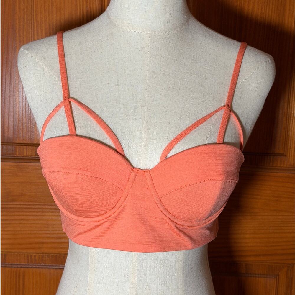 Eco Peace Bikini Top Peach Coral Women's Size Medium